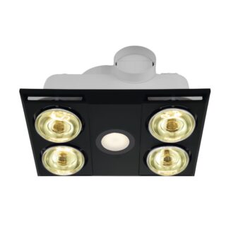 Eglo Heatflow 4 Lamp 3in1 Bathroom Heater, Fan and Light in Black